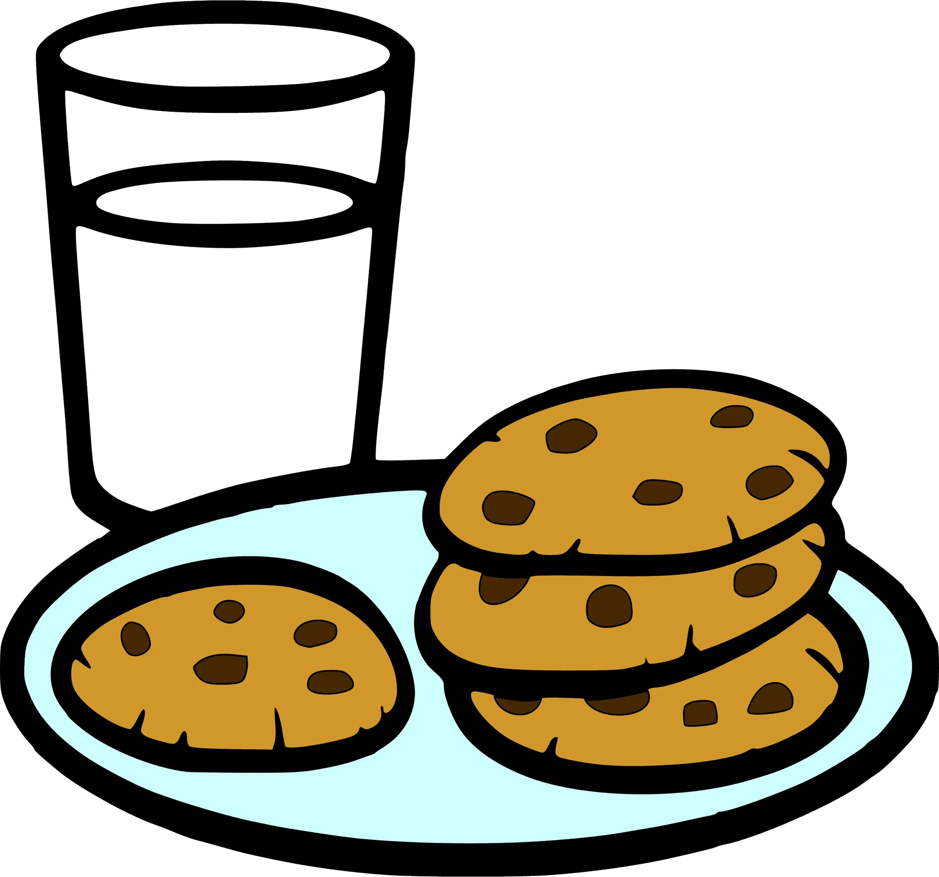 Delightful Chocolate Chip Cookies and Milk Clipart - A Sweet Snack Illustration