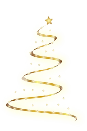 Elegant Golden Spiral Christmas Tree Clipart with Twinkling Star Accent
