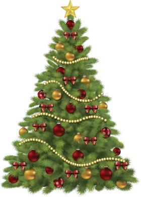 Festive Classic Christmas Tree Clipart with Ornaments and Golden Star