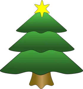 Festive Evergreen Christmas Tree Clipart with Radiant Golden Star Topper