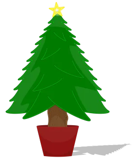 Festive Green Christmas Tree Clipart with Golden Star and Red Pot