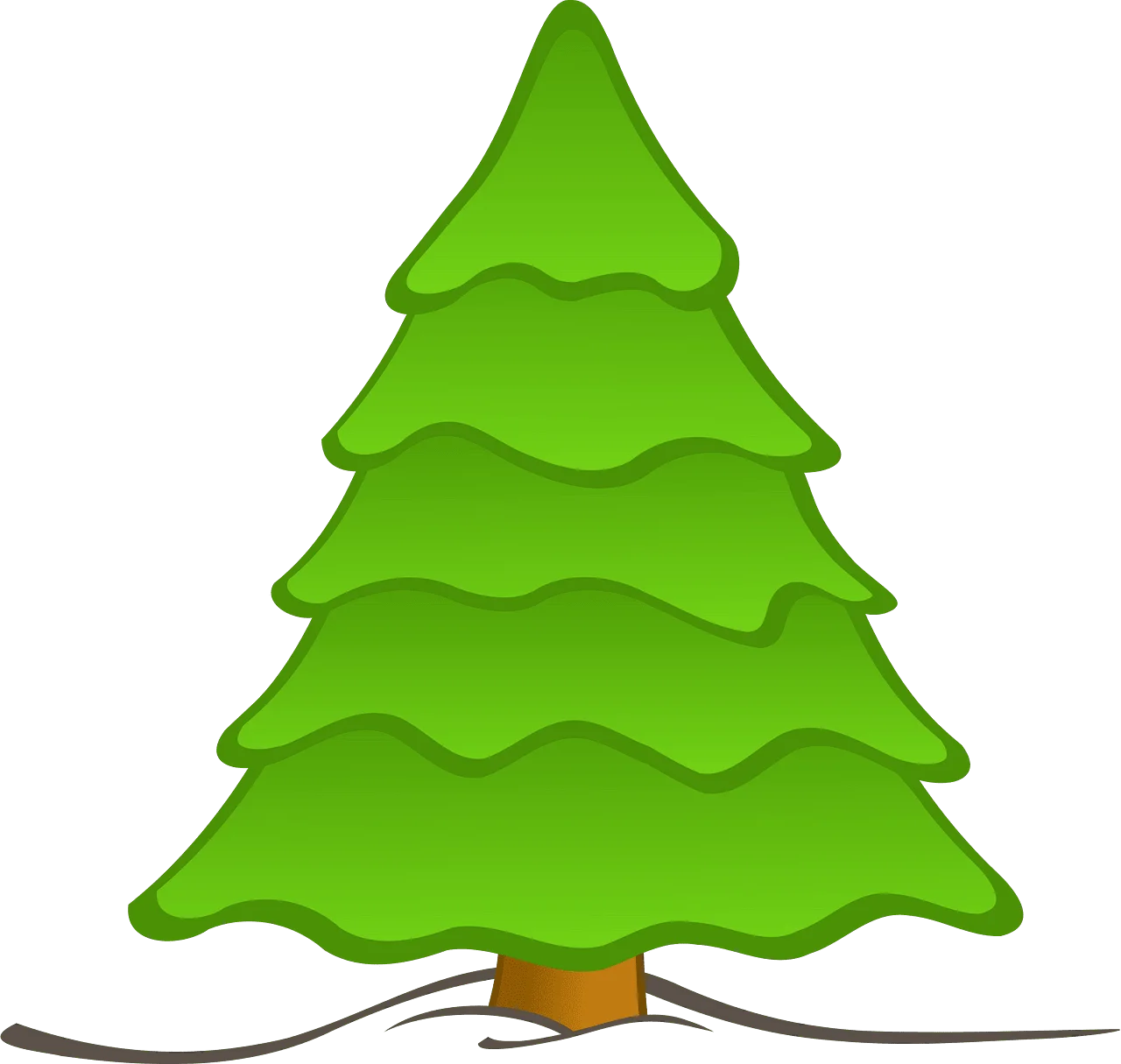 Festive Green Evergreen Christmas Tree Clipart Design with Soft Layered Branches