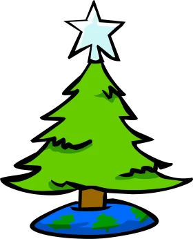Festive Green Evergreen Christmas Tree Clipart with Sparkling Star Topper