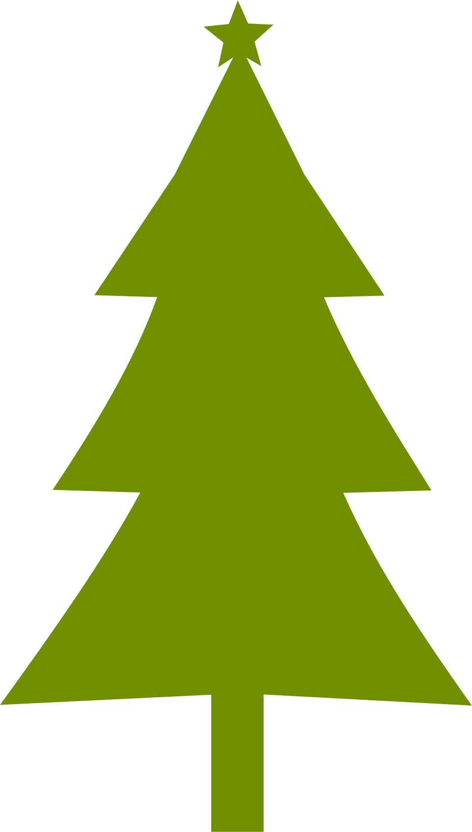 Minimalist Green Christmas Tree Clipart with Elegant Star Topper Design