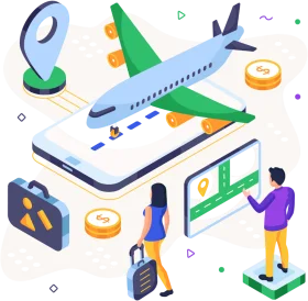 Mobile Travel Booking Platform Isometric Clipart Illustration Design