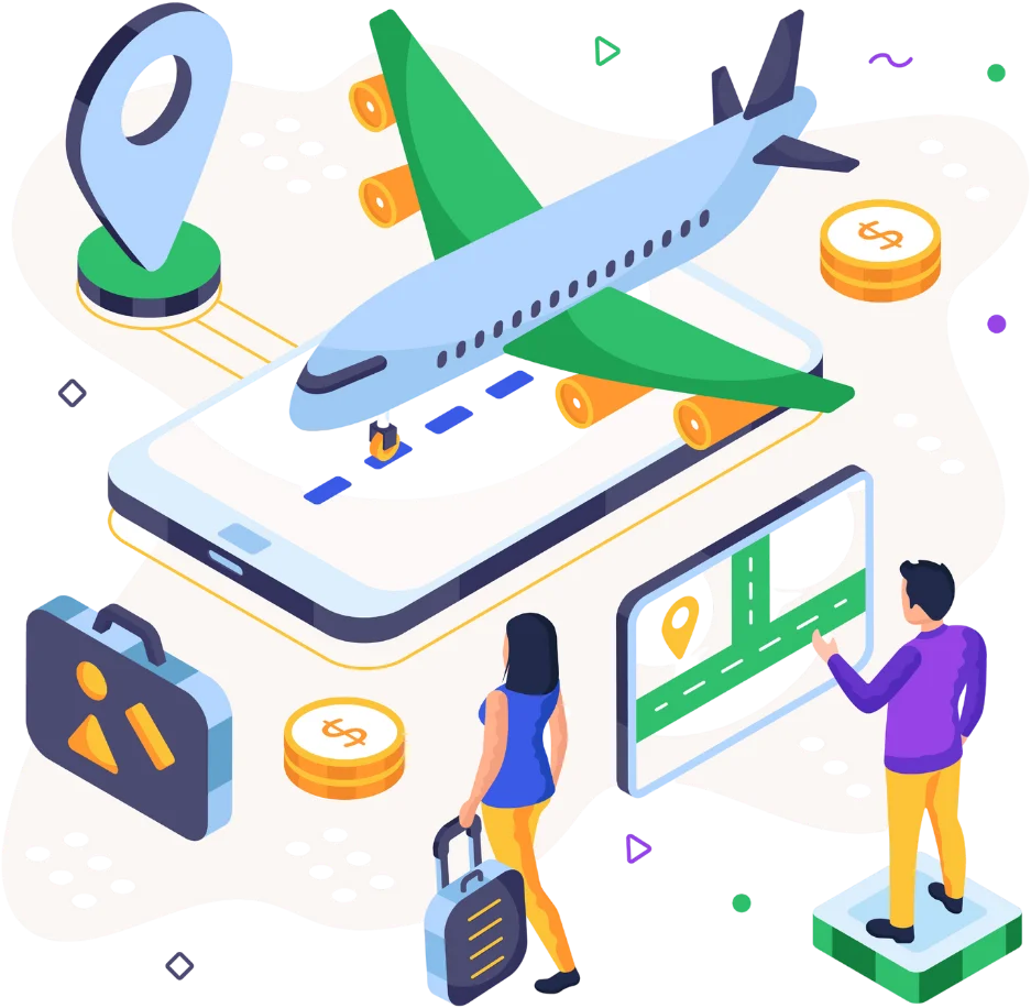 Mobile Travel Booking Platform Isometric Clipart Illustration Design