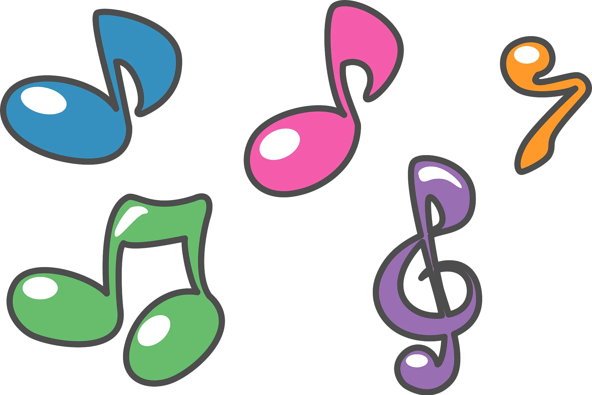 Playful and Colorful Music Notes Clipart Collection for Creative Designs