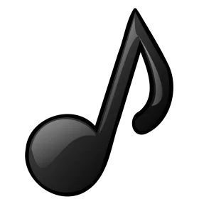 Sleek Black Musical Note Clipart Design with Glossy 3D Rendering