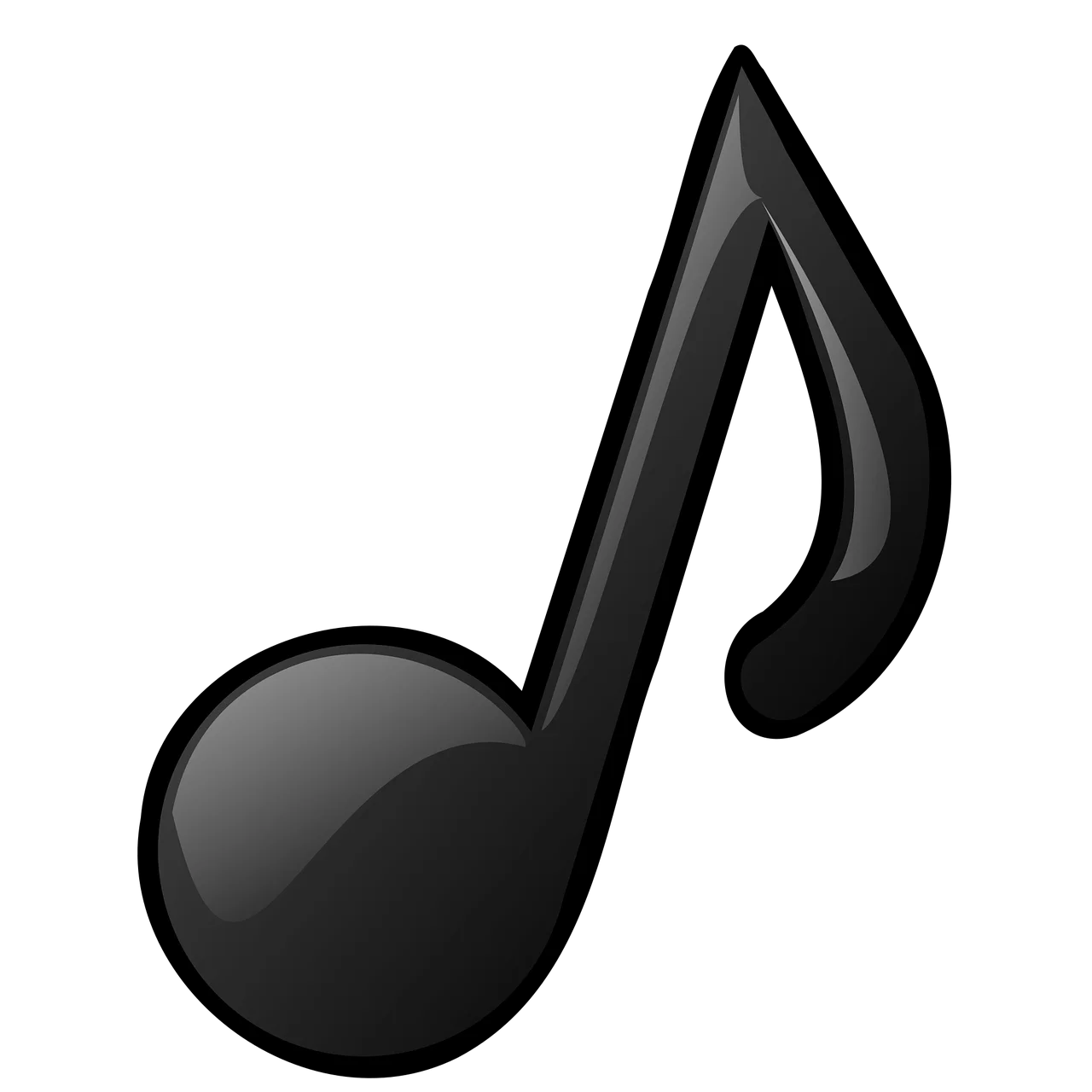 Sleek Black Musical Note Clipart Design with Glossy 3D Rendering