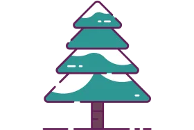 Stylish Geometric Christmas Tree Clipart with Modern Teal and Purple Design