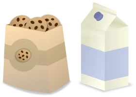 Whimsical Chocolate Chip Cookies and Milk Carton Clipart Design