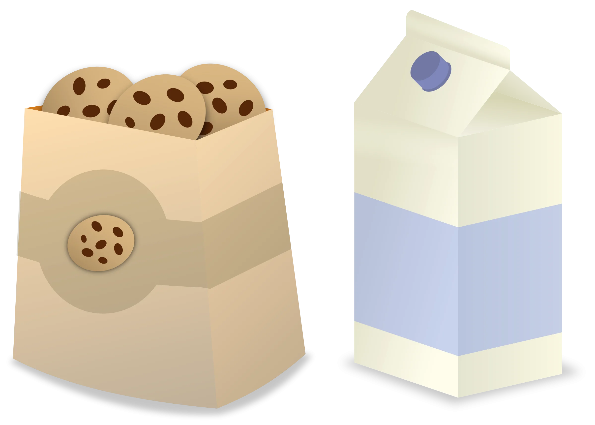 Whimsical Chocolate Chip Cookies and Milk Carton Clipart Design