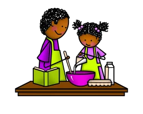 Young Chefs in Action: Playful Culinary Adventure Cartoon Clipart Scene