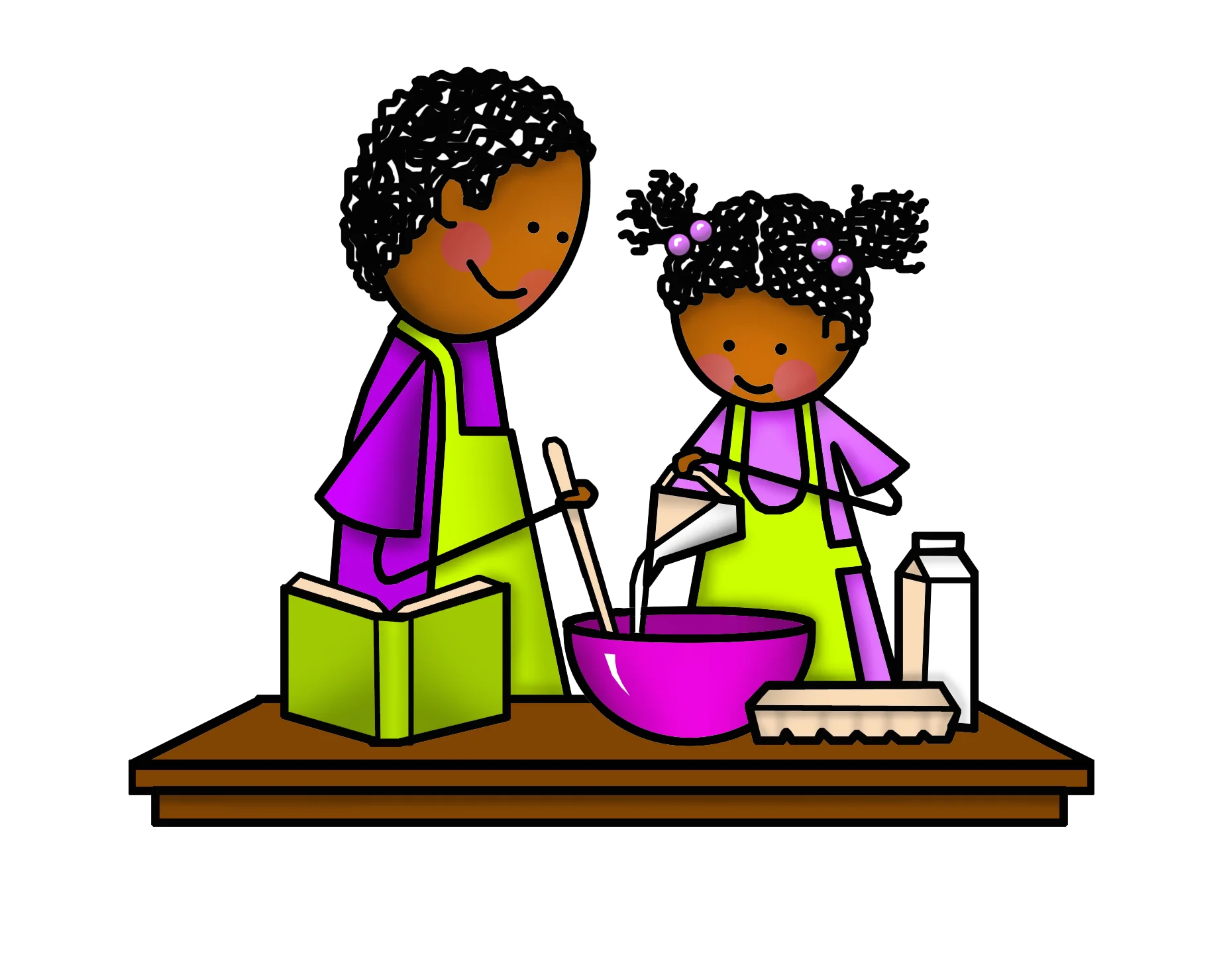 Young Chefs in Action: Playful Culinary Adventure Cartoon Clipart Scene