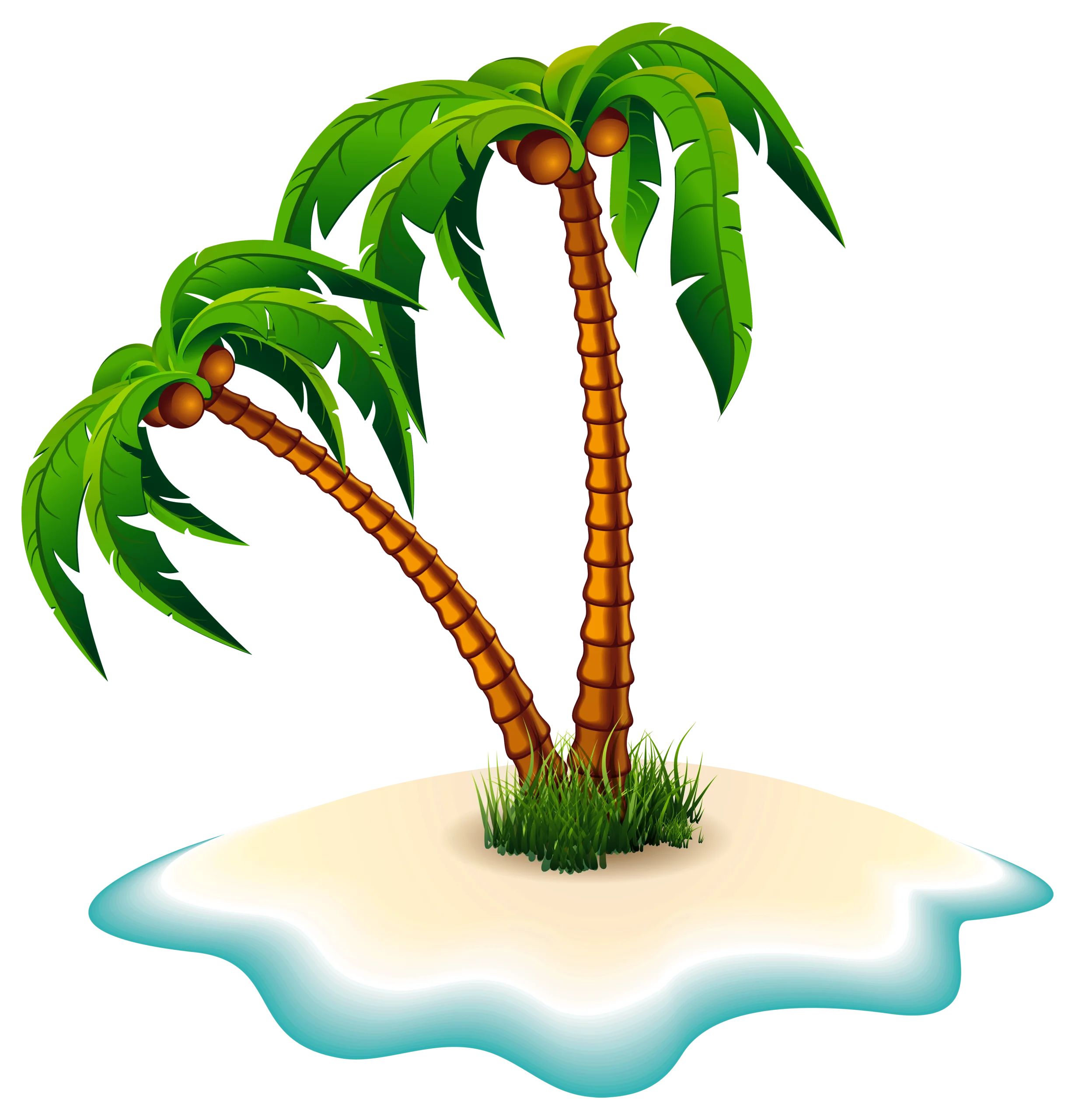 Tropical Paradise Escape: Serene Palm Trees on Tiny Sandy Island Clipart