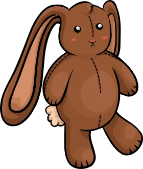 Adorable Brown Bunny Soft Toy Clipart with Stitched Details and Long Ears