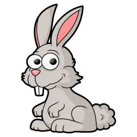 Adorable Gray Bunny Clipart: Cute Cartoon Rabbit with Playful Expression