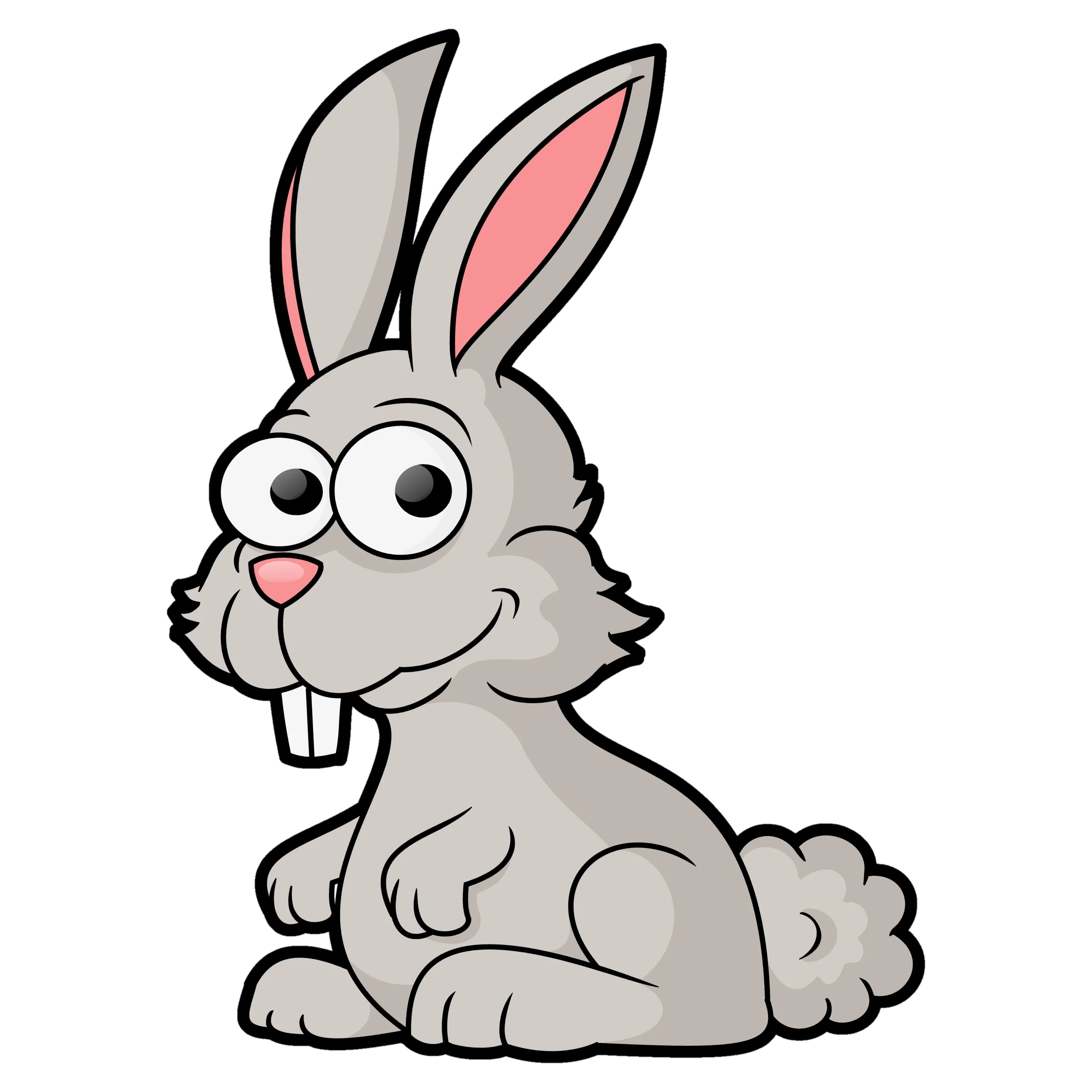 Adorable Gray Bunny Clipart: Cute Cartoon Rabbit with Playful Expression