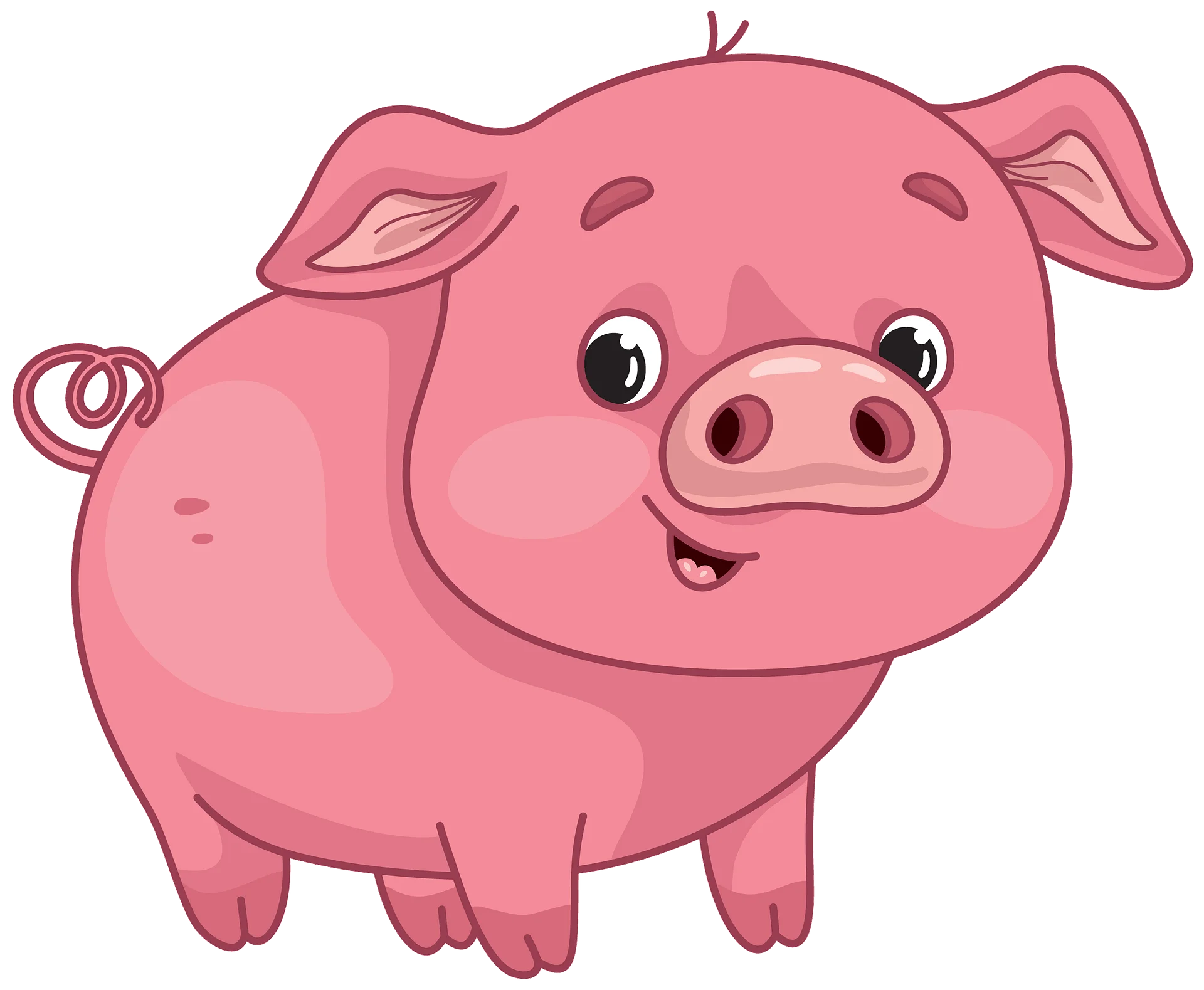 Adorable Pink Cartoon Pig Clipart Illustration for Kids and Nursery Decor