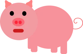 Adorable Pink Pig Clipart: Cute Cartoon Piglet with Curly Tail and Playful Expression