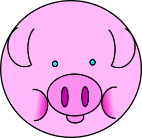 Adorable Pink Pig Face Cartoon Clipart with Playful Expression and Round Design