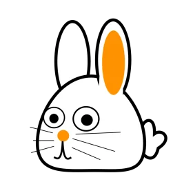 Adorable Simple White and Orange Cartoon Bunny Clipart Design