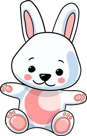 Adorable Soft-Toned Bunny Clipart with Cute Pink Cheeks and Rounded Features