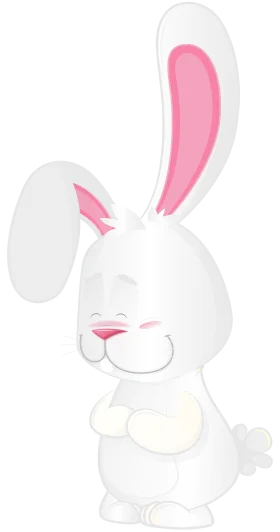 Adorable White and Pink Long-Eared Bunny Clipart Illustration