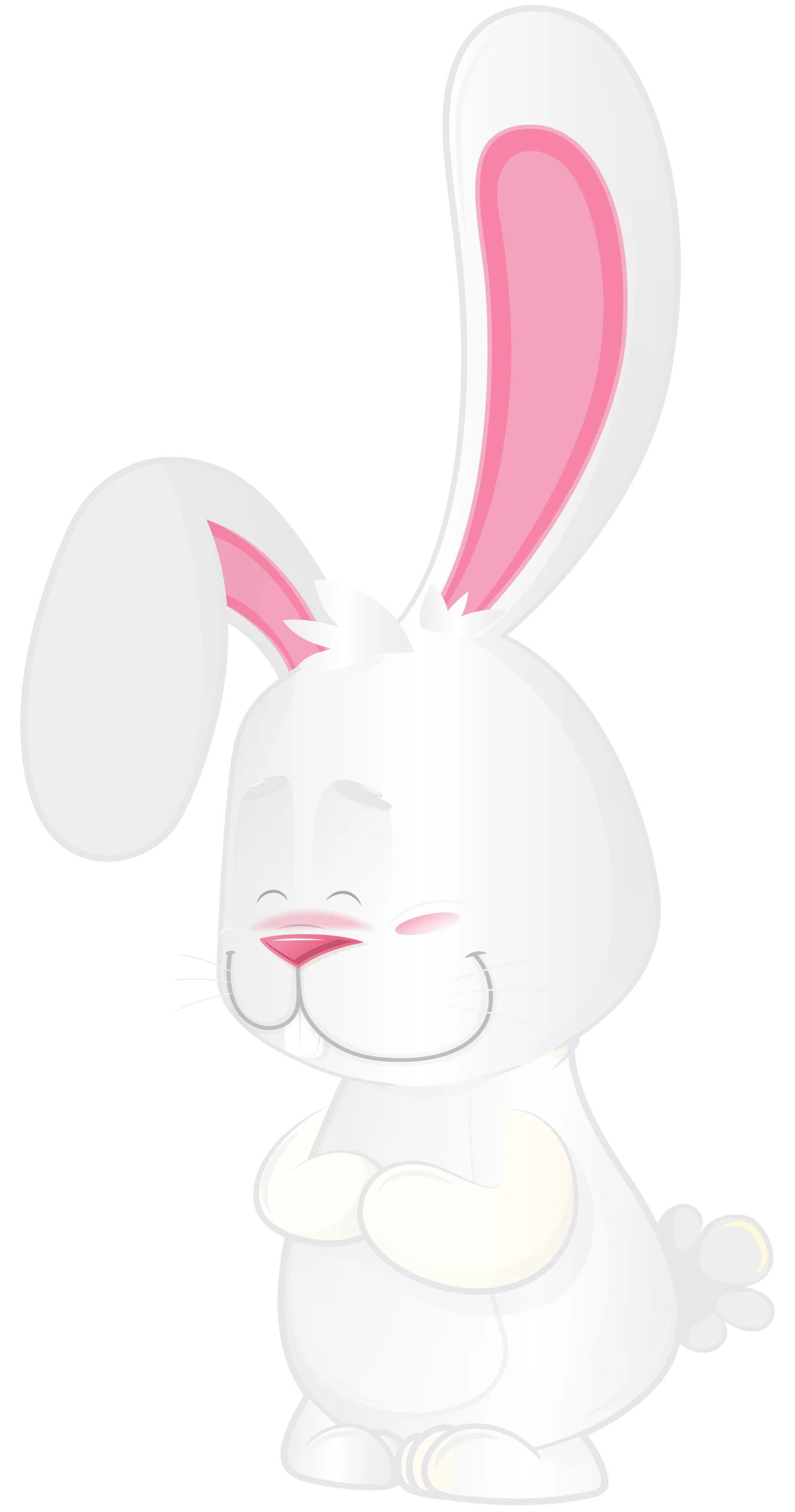 Adorable White and Pink Long-Eared Bunny Clipart Illustration