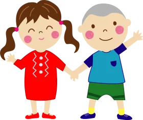 Cheerful Children Holding Hands - Adorable Animation Friendship Illustration