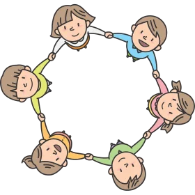Cheerful Children in Circular Animation Holding Hands Together
