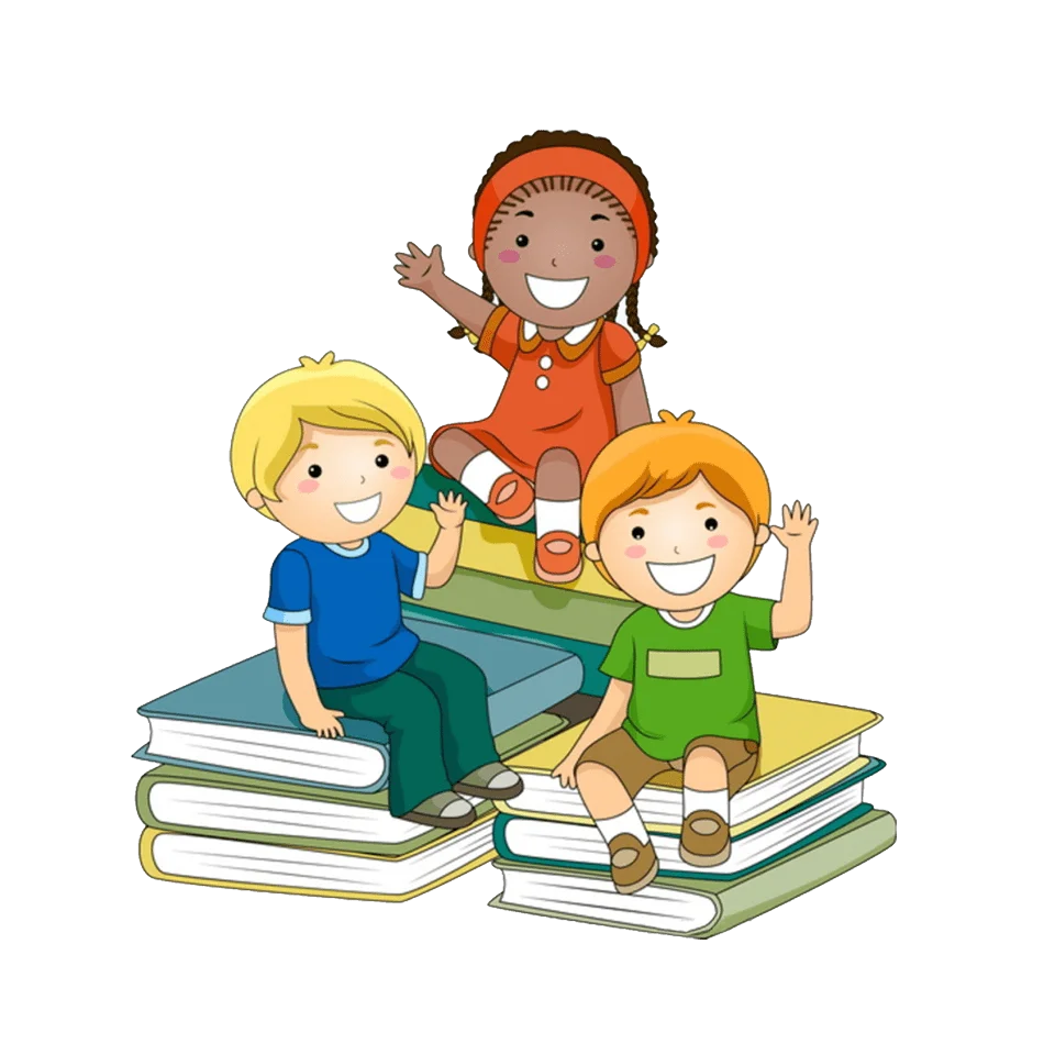 Cheerful Children Learning Together in Colorful Animation Illustration
