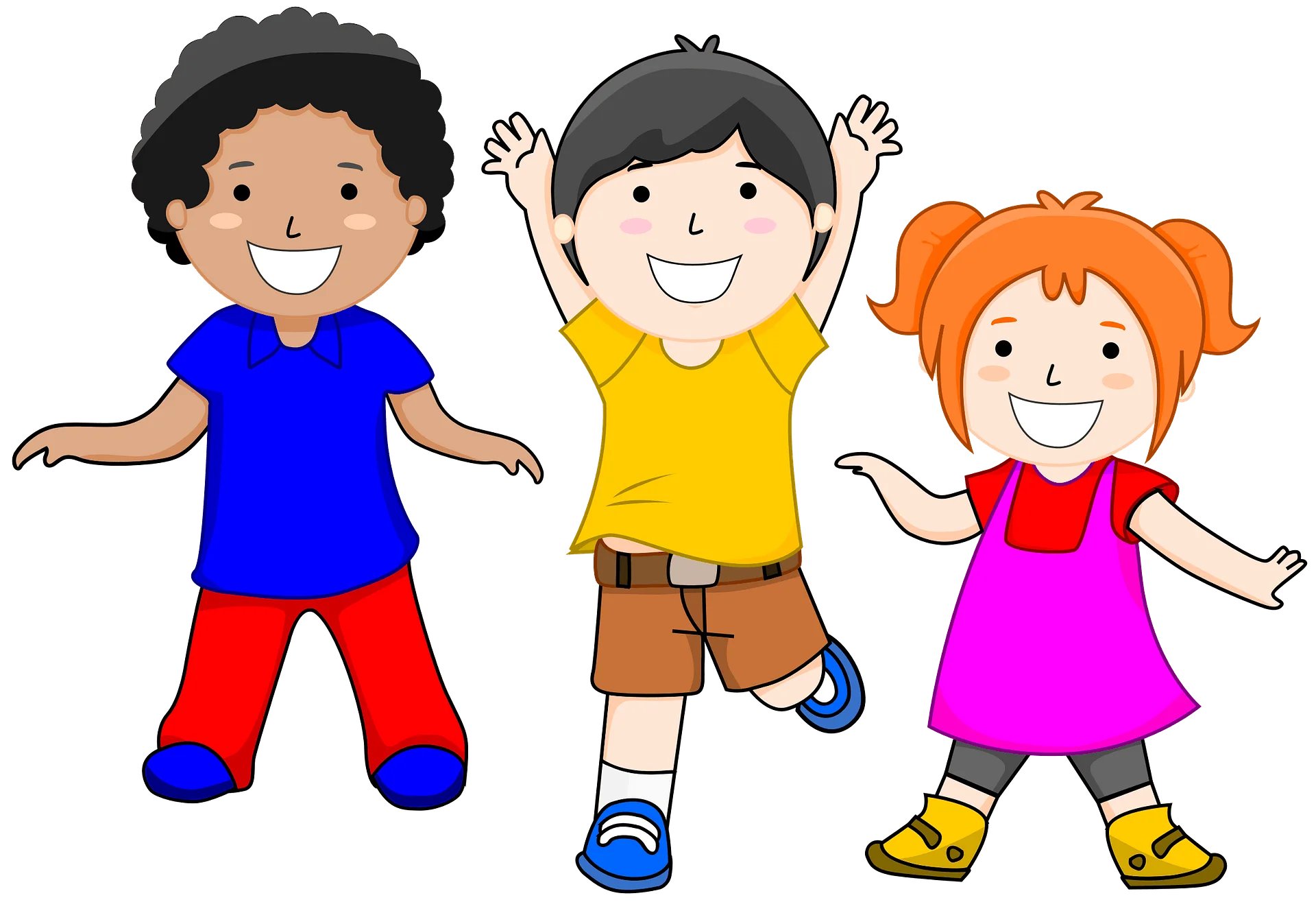 Cheerful Kids Cartoon Animation Clipart Showcasing Playful Childhood Diversity