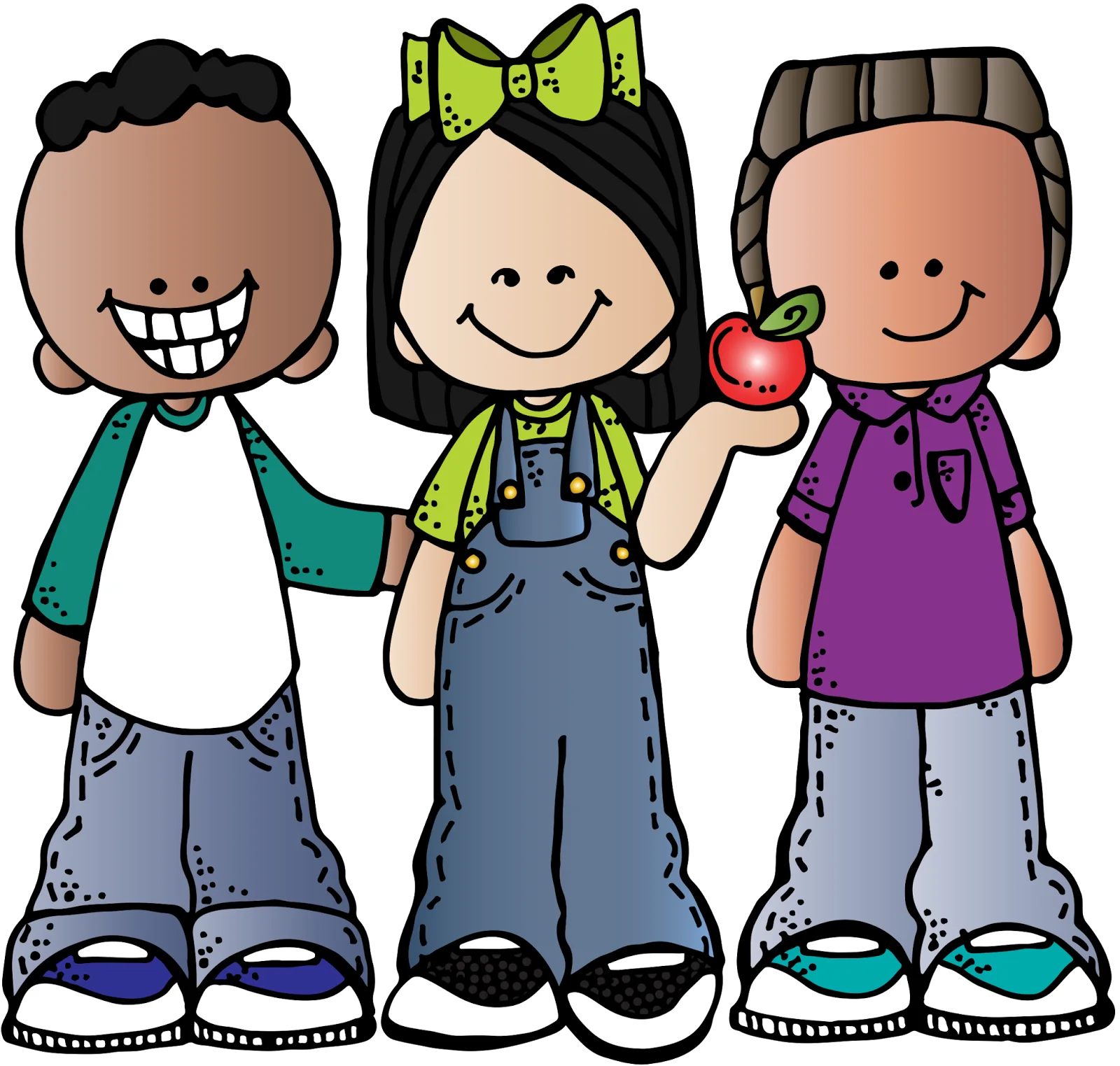 Cheerful Kids Cartoon Animation Clipart with Playful Expressions and Outfits