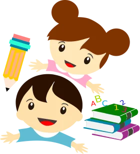 Cheerful Kids Learning Animation: Colorful School Supplies and Excitement