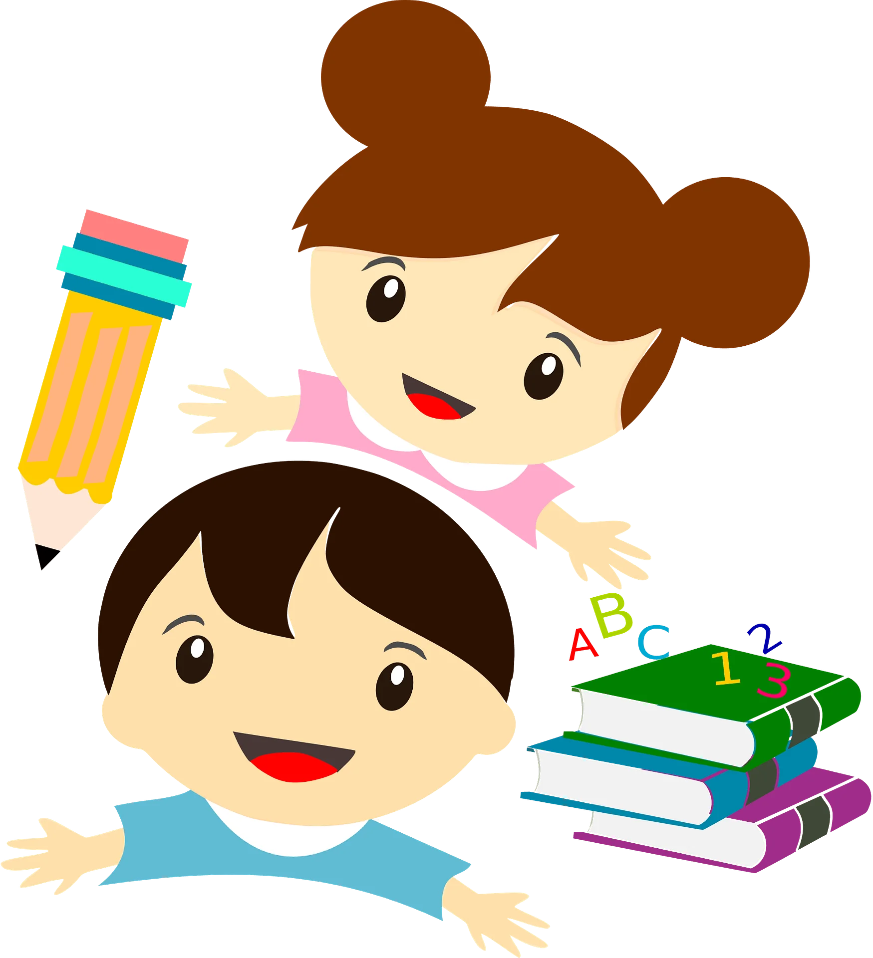 Cheerful Kids Learning Animation: Colorful School Supplies and Excitement