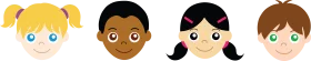 Cheerful Multicultural Children's Animation Faces Expressing Diverse Emotions