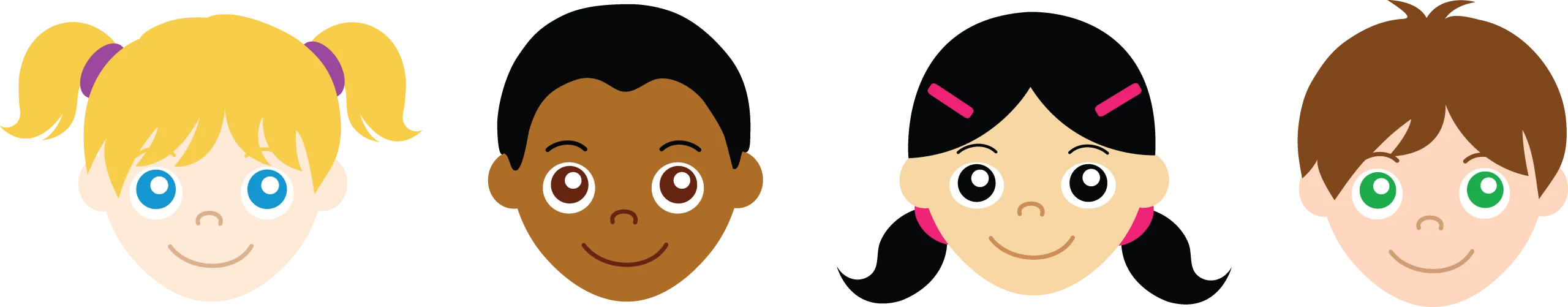 Cheerful Multicultural Children's Animation Faces Expressing Diverse Emotions