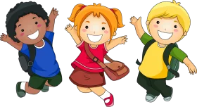 Cheerful School Children Animation Clipart Showcasing Diversity and Joy