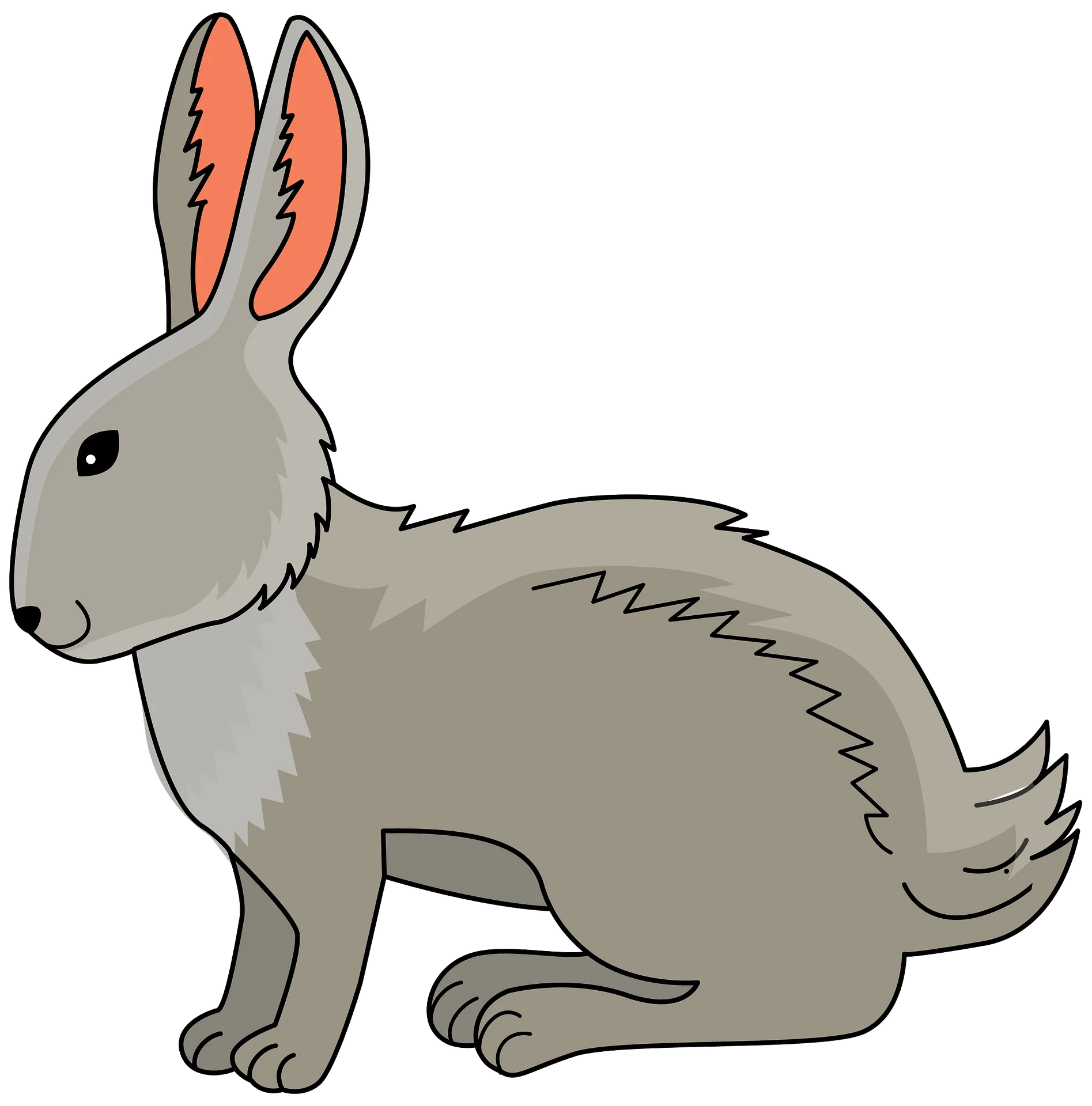 Cute Gray Rabbit Clipart Illustration with Soft Fur and Upright Ears