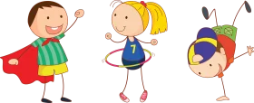 Playful and Energetic Cartoon Kids Clipart Showcasing Childhood Activities