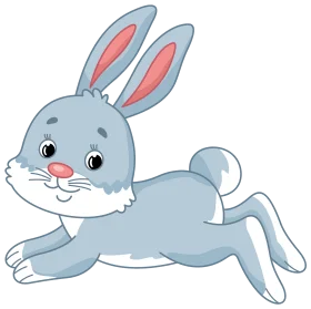 Playful Blue Bunny Leaping Forward in Adorable Cartoon Clipart Style
