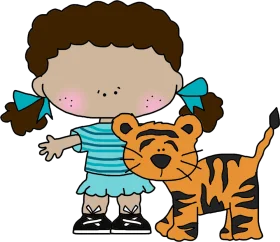 Playful Cartoon Animation of a Girl and Her Adorable Tiger Friend