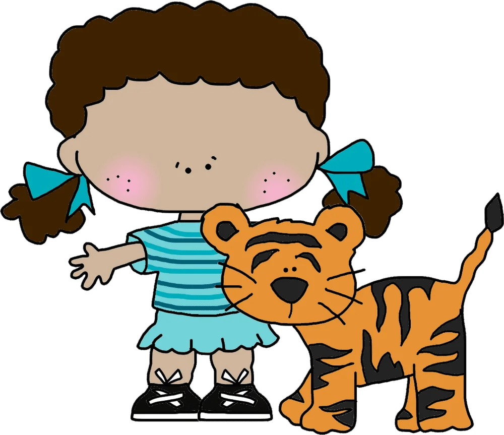 Playful Cartoon Animation of a Girl and Her Adorable Tiger Friend