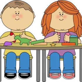 Playful Children Enjoying Creative Time with Colorful Classroom Clipart
