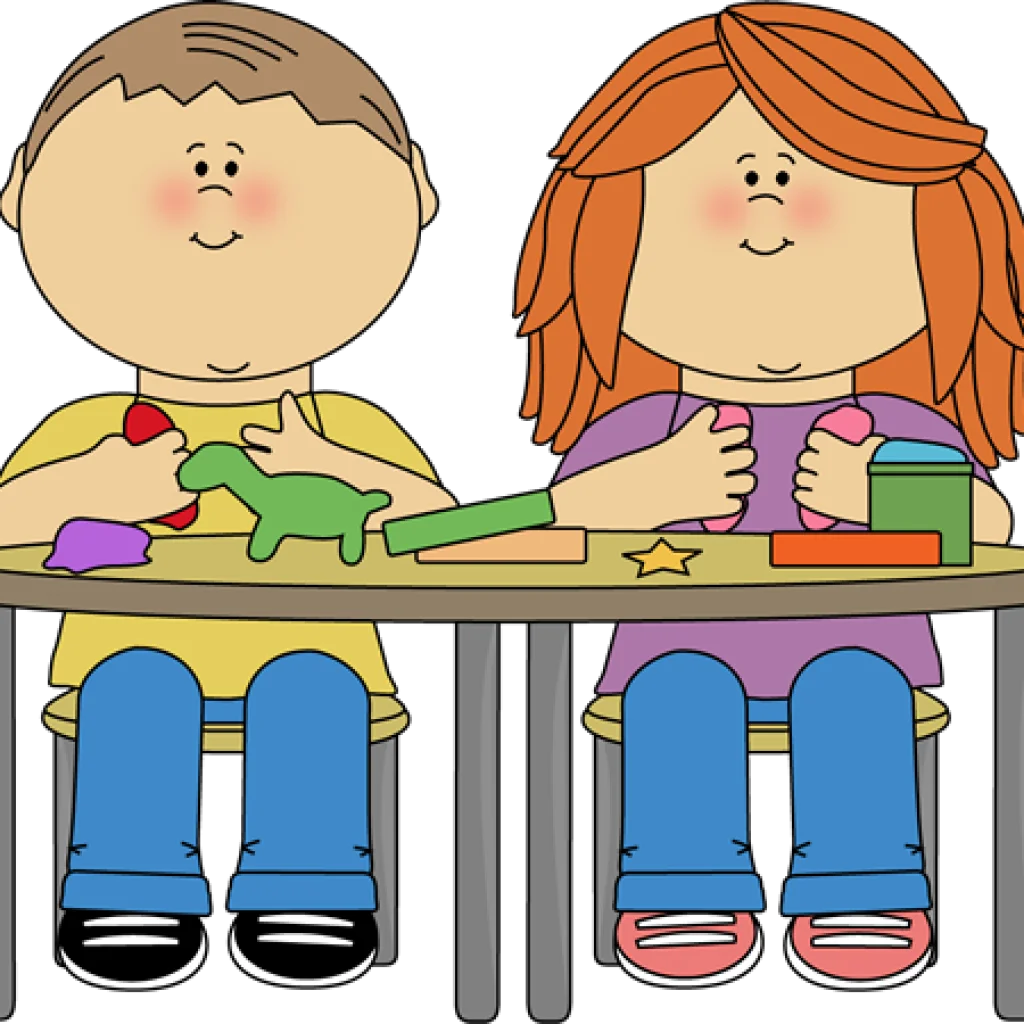 Playful Children Enjoying Creative Time with Colorful Classroom Clipart