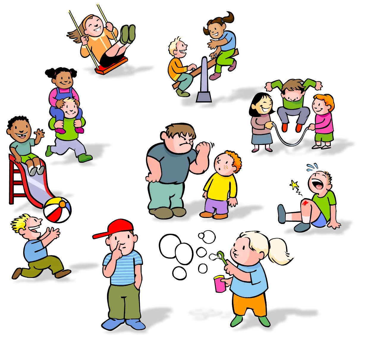 Playful Children's Playground Animation: Diverse Kids Enjoying Outdoor Activities