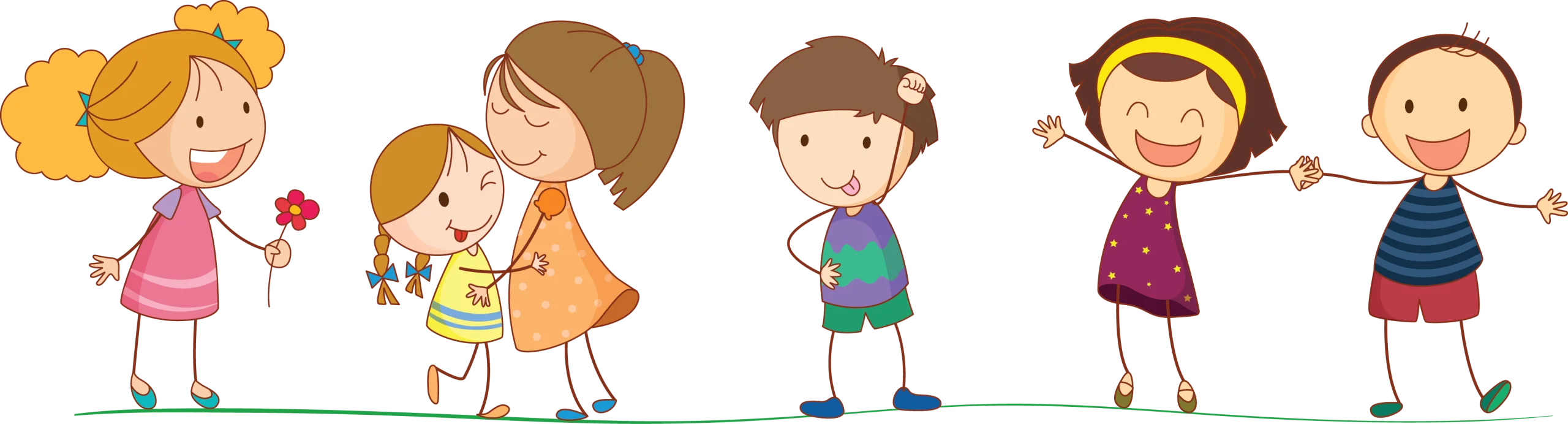 Playful School Children Clipart Showcasing Diverse Childhood Personalities and Expressions