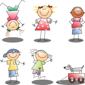 Playful Stick Figure Children Animation: A Whimsical Cartoon Collection