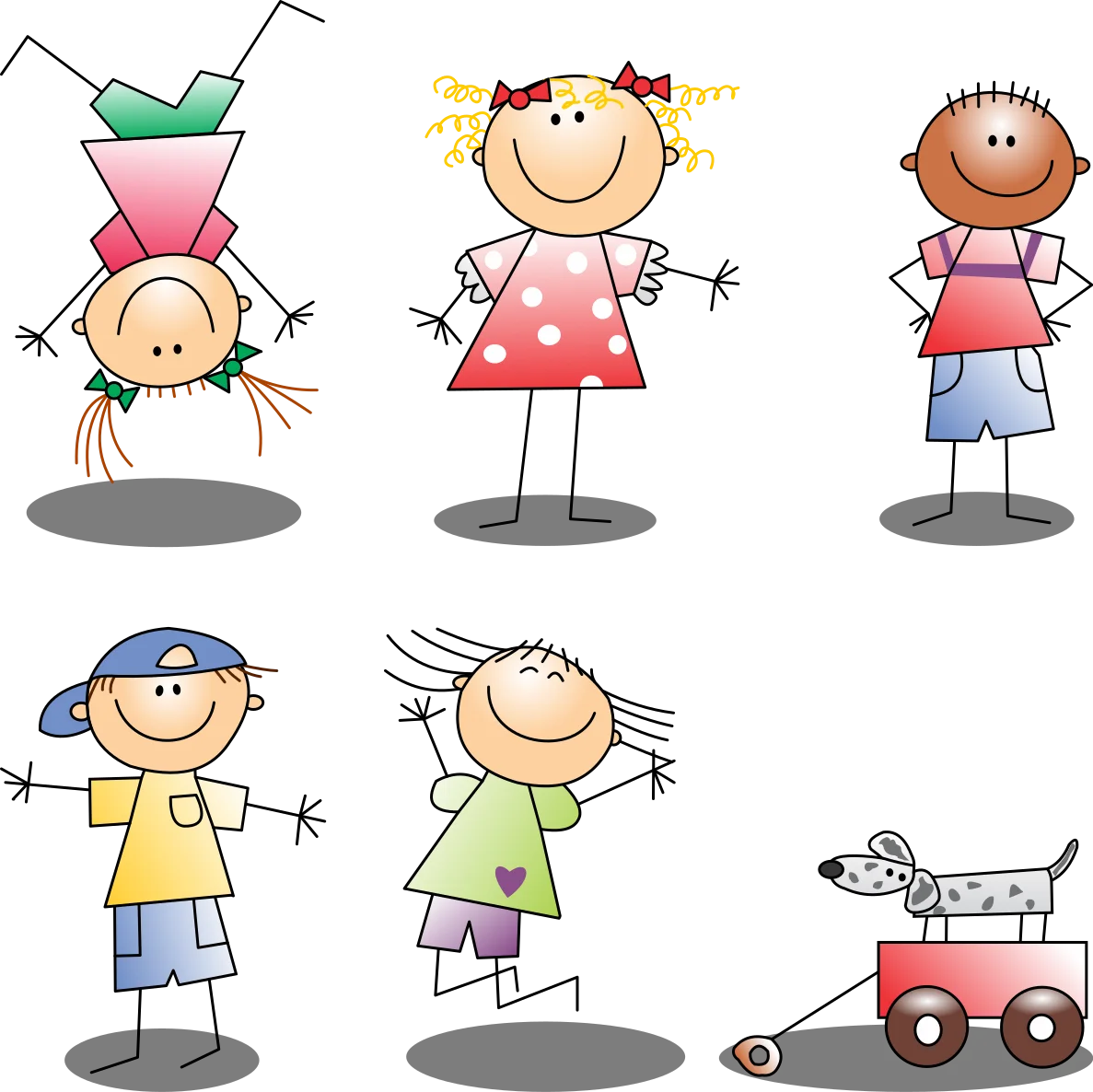 Playful Stick Figure Children Animation: A Whimsical Cartoon Collection